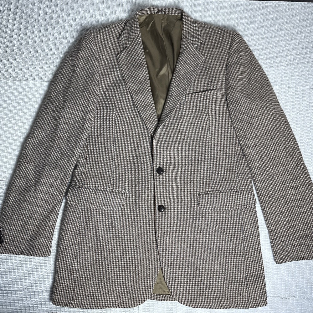 Stafford Men's Tweed Sport Coat Blazer Houndstooth Brown Wool Two Button 42 XT